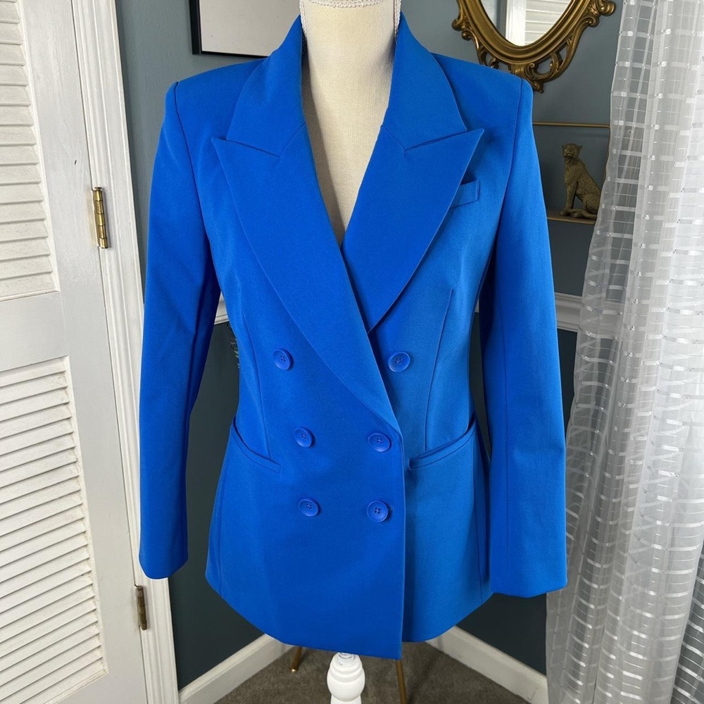 Express Blue Buttoned Suit Blazer Jacket Large - image 1